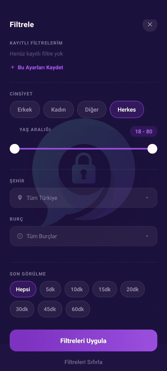 Whispr filtre ekranı
